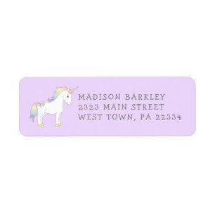 Étiquette de retour Unicorn Cute Kids Pastel