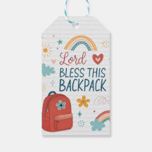 Étiquette de sac à dos bénie par le Seigneur –