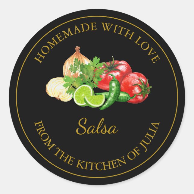Étiquette de salsa maison Gold | Noir (Devant)