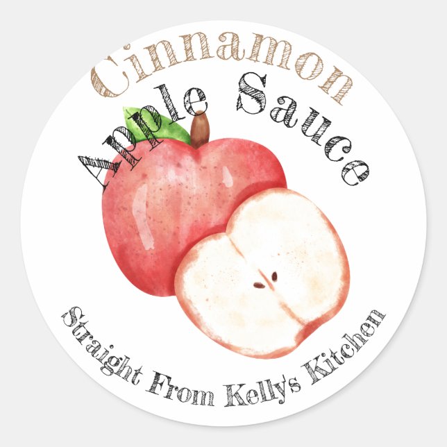 Étiquette de sauce aux pommes à la cannelle pour e (Devant)