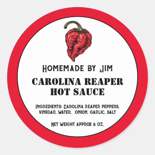 Étiquette de sauce chaude poivron à papier de Caro (Devant)