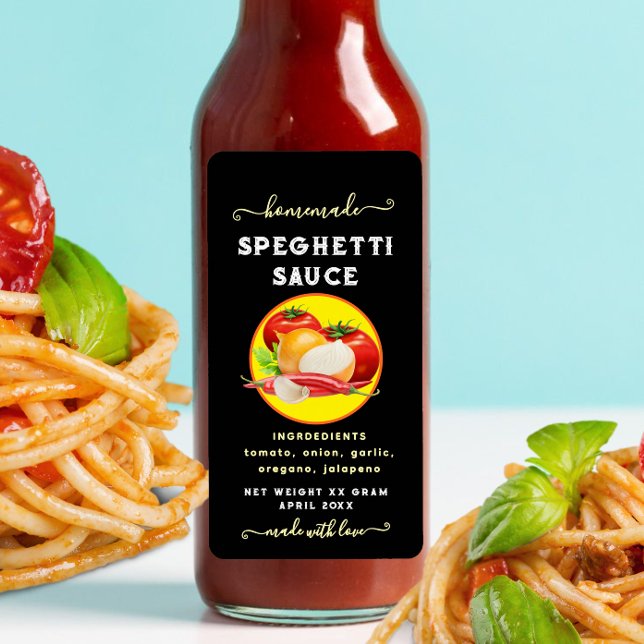 Étiquette de sauce spaghetti Flamme Maison (Créateur téléchargé)