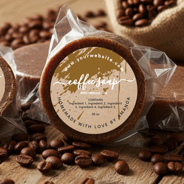 étiquette de savon à café artisanal kraft (Créateur téléchargé)