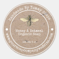 Étiquette de savon artisanal |Faux Kraft Paper Hon