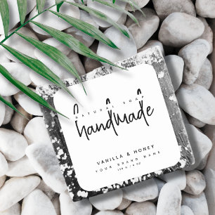 étiquette de savon artisanal noir à écriture minim