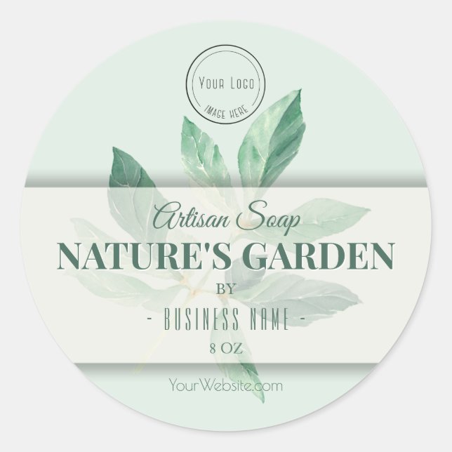 Étiquette de savon de beauté naturelle feuille ver (Devant)