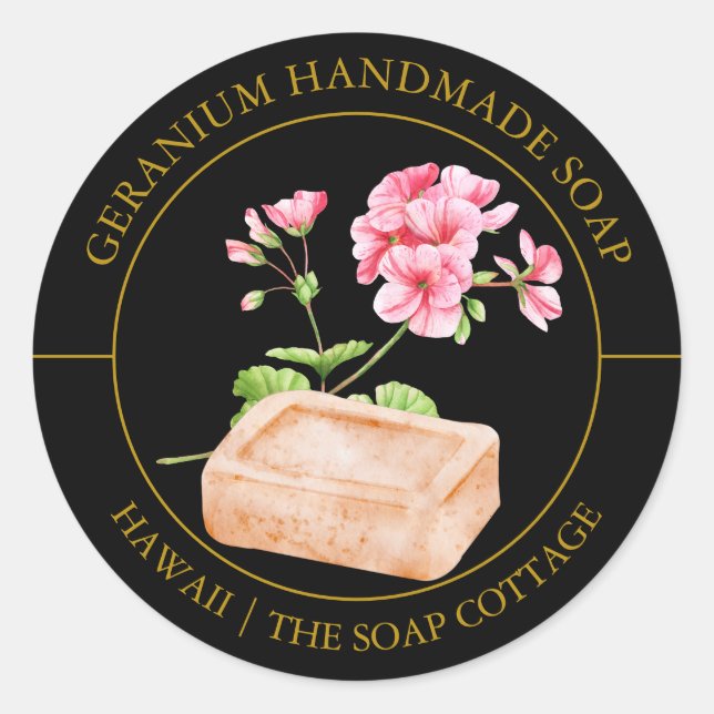 Étiquette de savon de géranium (Devant)
