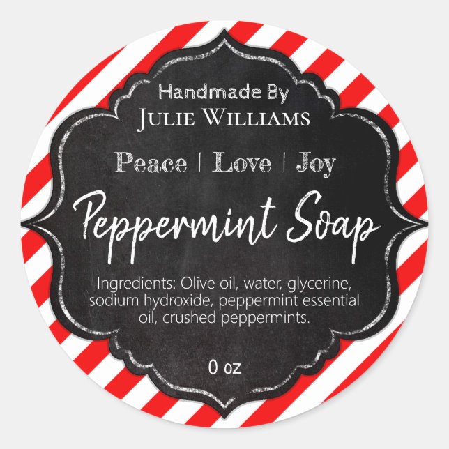 Étiquette de savon de Noël artisanal (Devant)