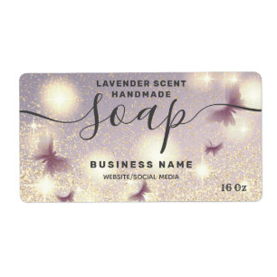 Étiquette de savon de script papillon