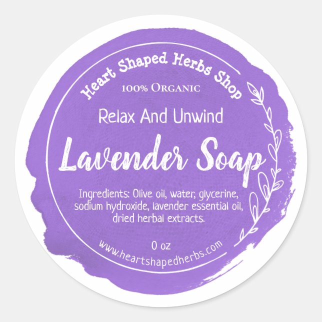 Étiquette de savon Lavender personnalisable (Devant)