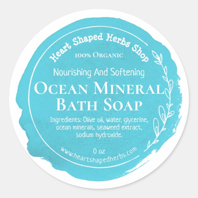 Étiquette de savon Océan sur mesure (Devant)