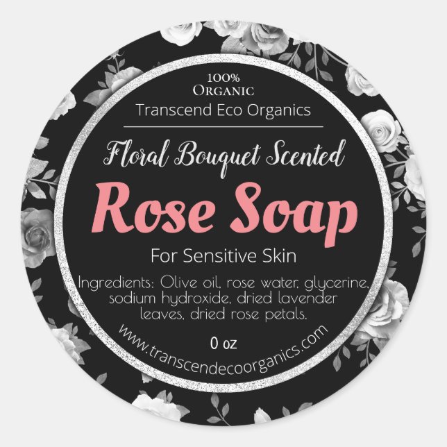 Étiquette de savon Rose personnalisable (Devant)