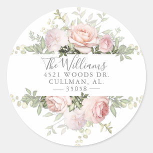 Étiquette de sceau d'adresse de retour floral de p