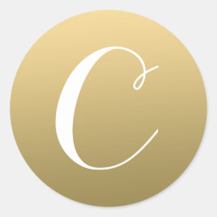 Étiquette de script initial du monogramme d'or