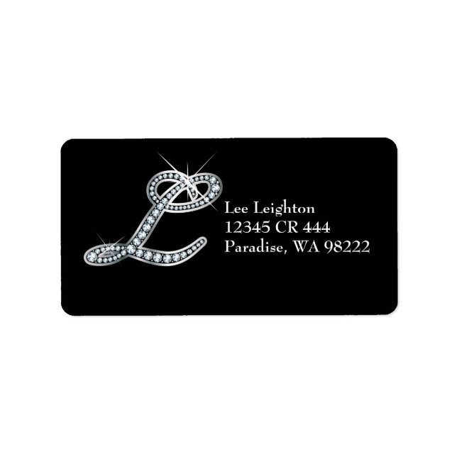 Étiquette de script L "Diamond Bling" (Devant)