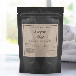 Étiquette de sel de bain étanche style papier Kraf