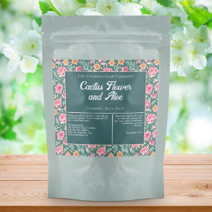 Étiquette de sel de bain rose vert fleuri étanche