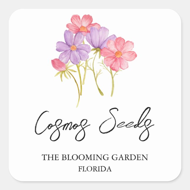 Étiquette de semences Cosmos (Devant)