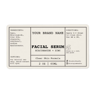 Étiquette de Sérum Facial Minimal Ivory 60 ml