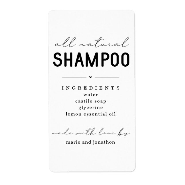 Étiquette de shampooing maison personnalisé (Devant)