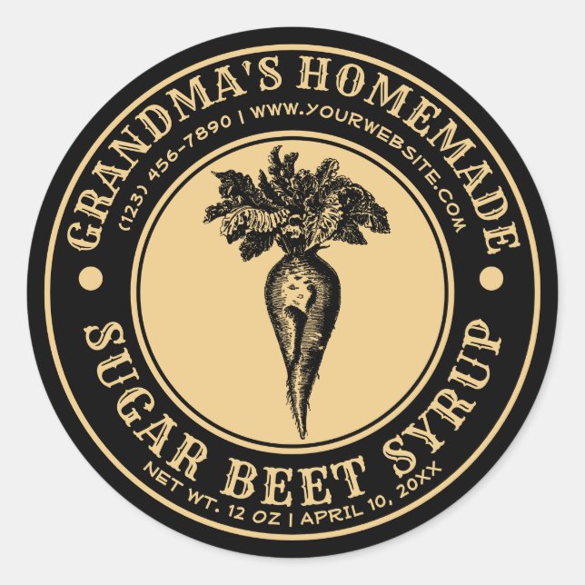Étiquette de sirop de betterave à sucre maison Mod (Devant)