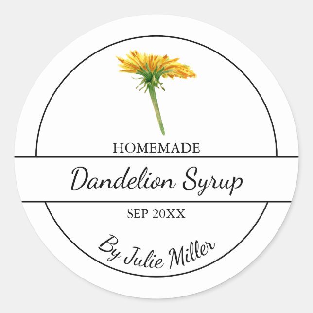 Étiquette de sirop de candéon simple fait maison | (Devant)