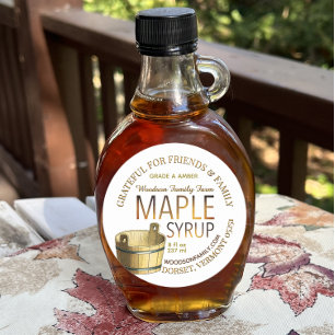 Étiquette de sirop d'érable à dégradé or avec sève