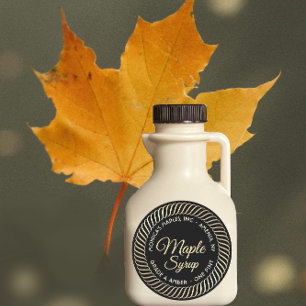 Étiquette de sirop d'érable à la frontière de la s
