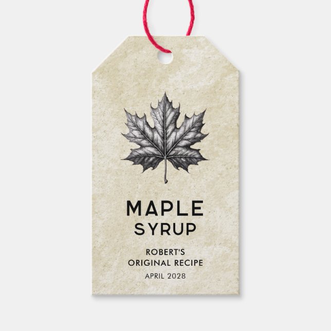 Étiquette de sirop d'érable avec feuille (Devant)