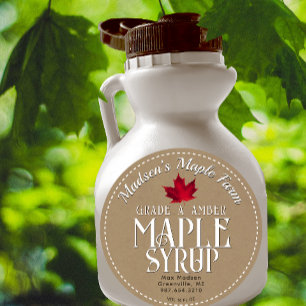 Étiquette de sirop d'érable d'artisanat classique