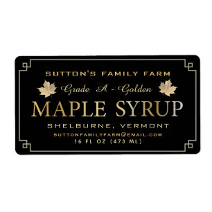 Étiquette de sirop d'érable Feuilles et bordure