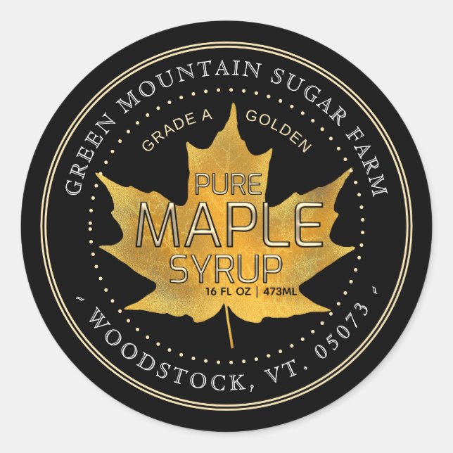 Étiquette de sirop d'érable modifiable à feuille d (Devant)