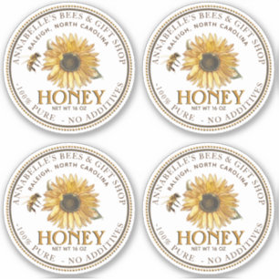 étiquette de Sunflower de 2,5 pouces de miel blanc