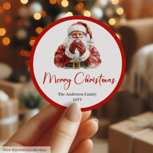 Étiquette de tag classique Santa Claus Joyeux Noël