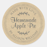 Étiquette de tarte aux pommes Kraft Rustic Script