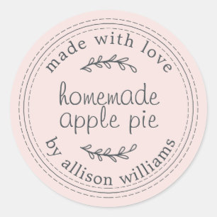 Étiquette de tarte aux pommes maison rustique rose