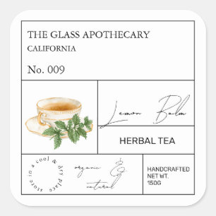 Étiquette de thé à base de citron apothecaire