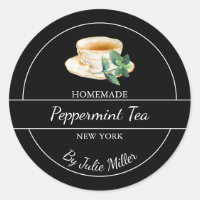 Étiquette de thé à la menthe poivrée fait maison s