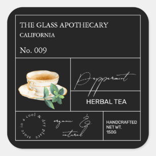 Étiquette de thé à l'herbe de menthe poivrée Apoth