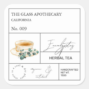 Étiquette de thé aux herbes d'eucalyptus Apothicai