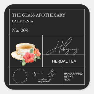 Étiquette de thé aux herbes d'hibiscus Apothicaire