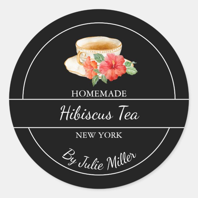 Étiquette de thé Hibiscus maison simple (Devant)