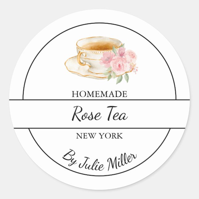 Étiquette de thé Rose maison simple (Devant)