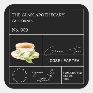 Étiquette de thé vert Apothecaire