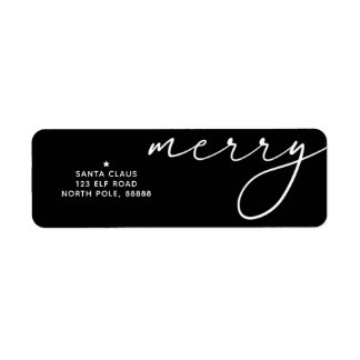 Étiquette de thème Noël élégant noir et blanc