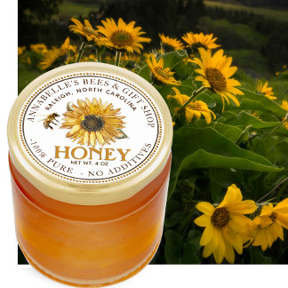 Étiquette de tournesol et de miel d'abeille