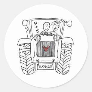 Étiquette de tracteur de Mariage campagnard person