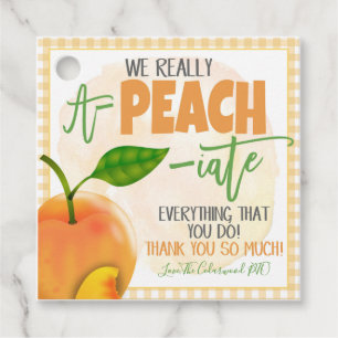 Étiquette de traitement de la pêche aux fruits