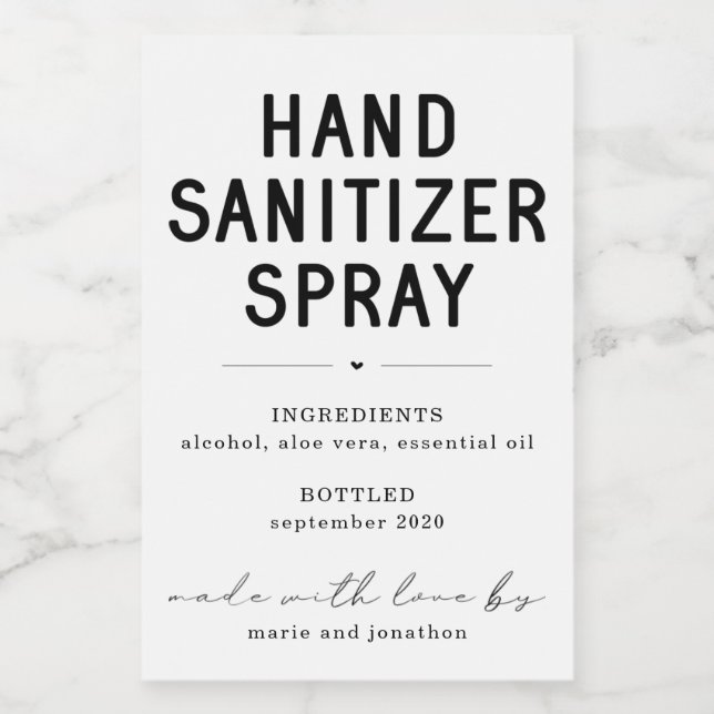Étiquette de vaporisateur Sanitizer fait maison pe (Étiquettes simples)