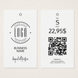 Étiquette de vêtement de code QR noir blanc de log